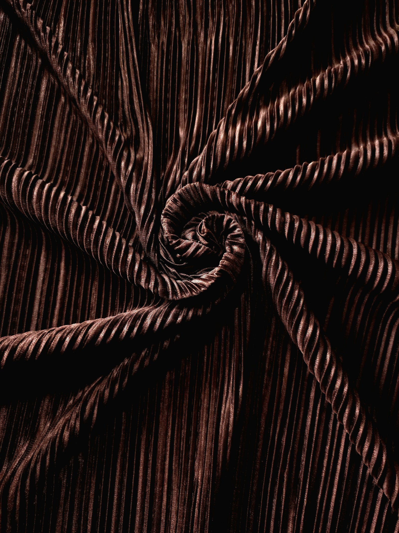 Micro Pleated Stretch Bodre Satin Fabric