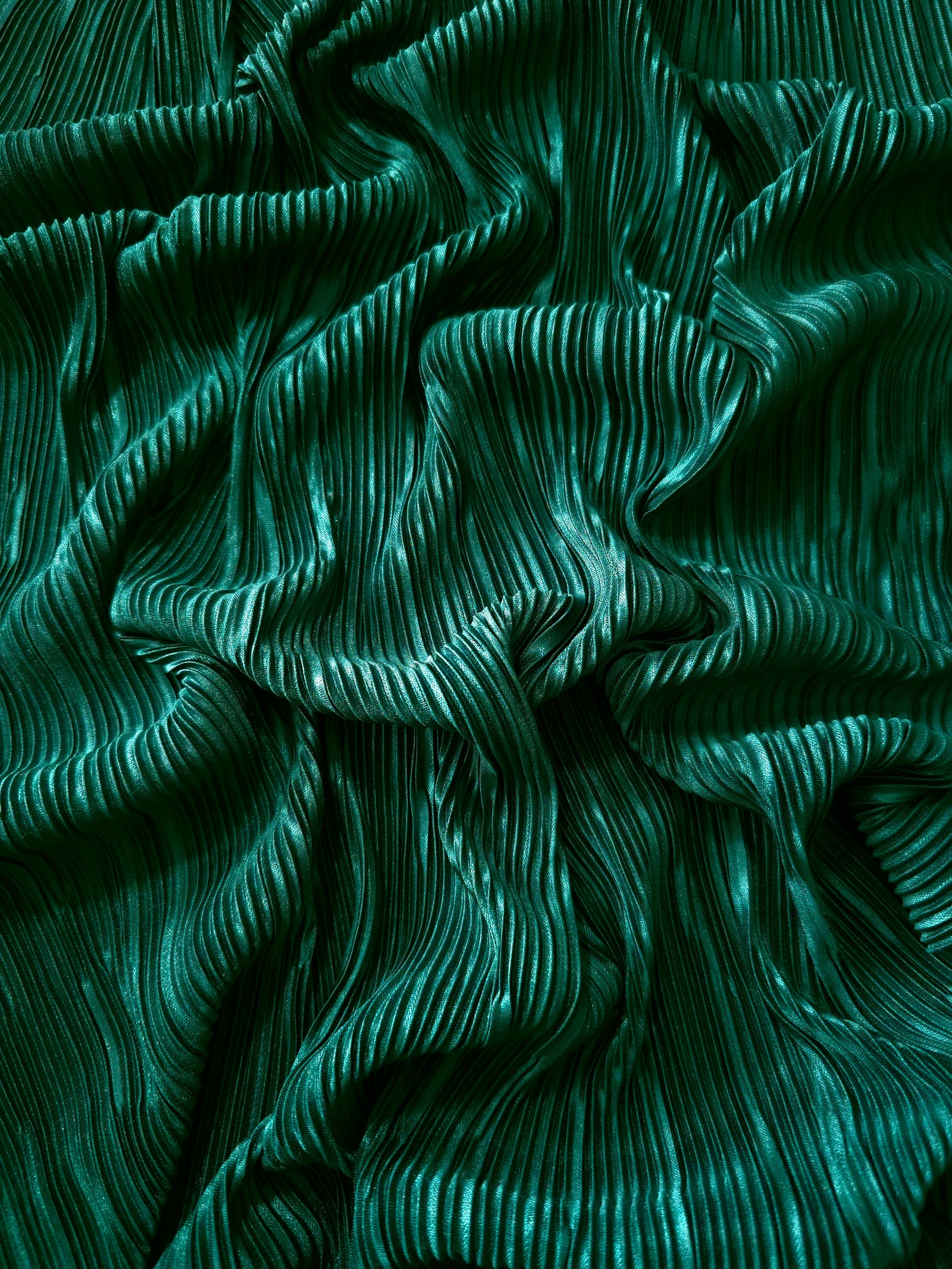 Micro Pleated Stretch Bodre Satin Fabric