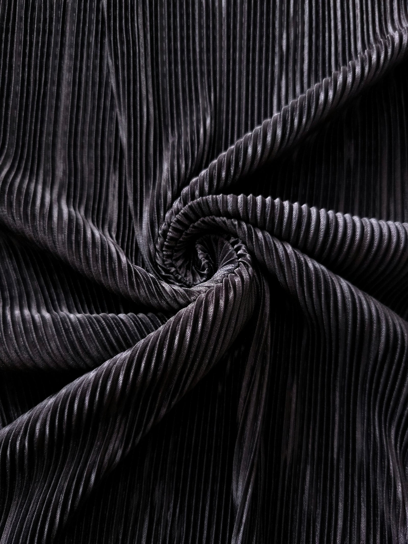 Micro Pleated Stretch Bodre Satin Fabric