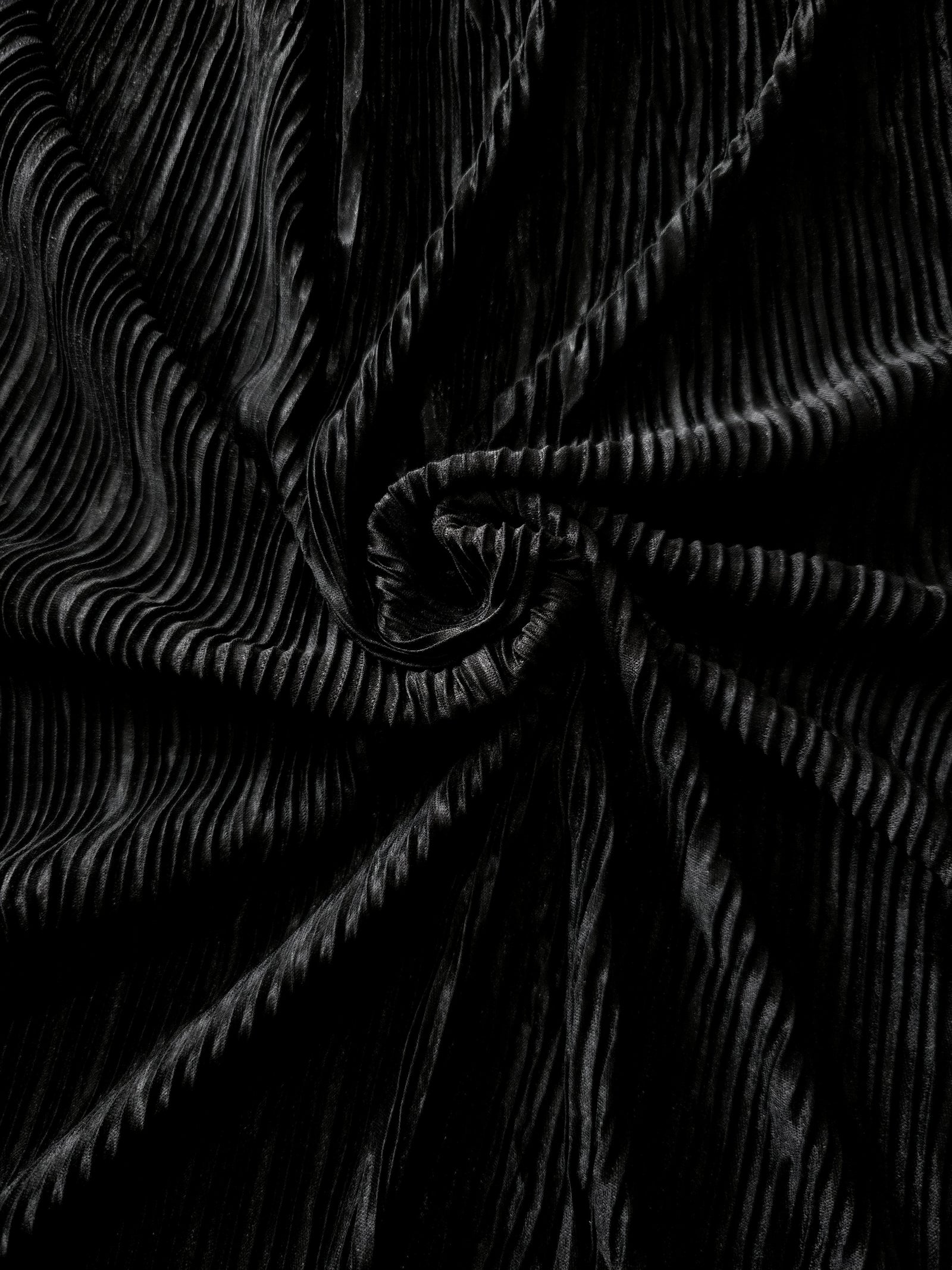 Micro Pleated Stretch Bodre Satin Fabric