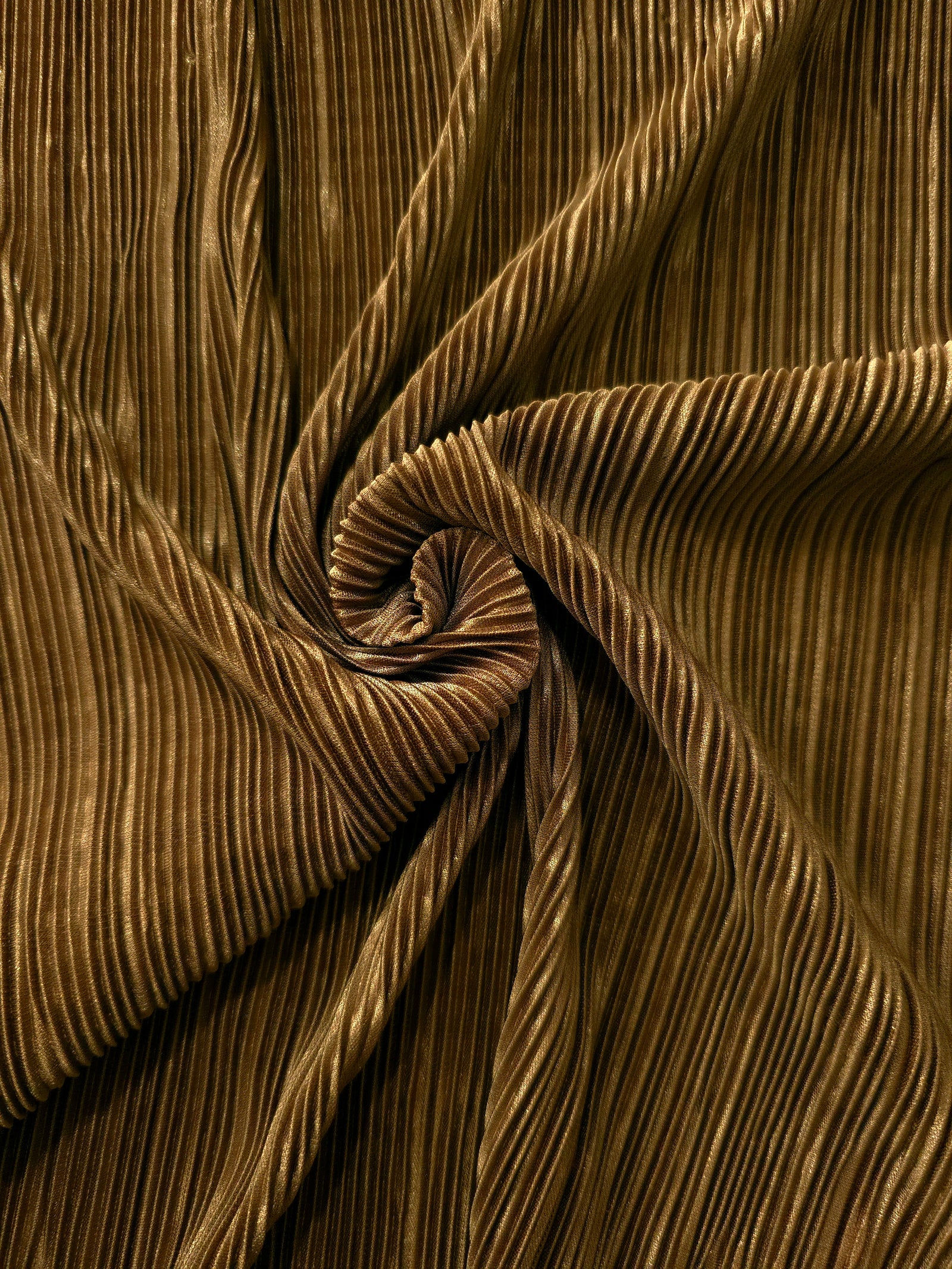 Micro Pleated Stretch Bodre Satin Fabric
