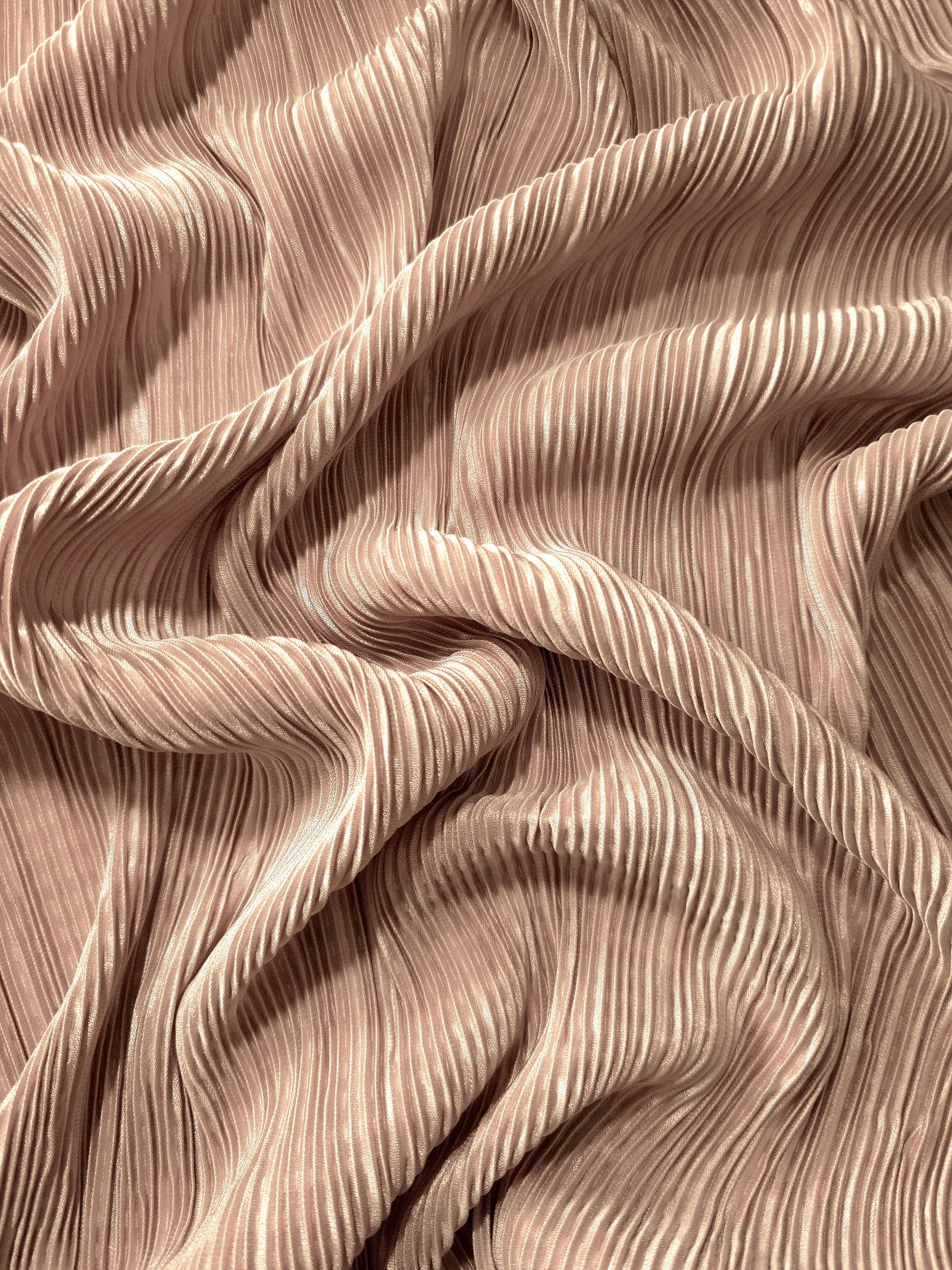 Micro Pleated Stretch Bodre Satin Fabric
