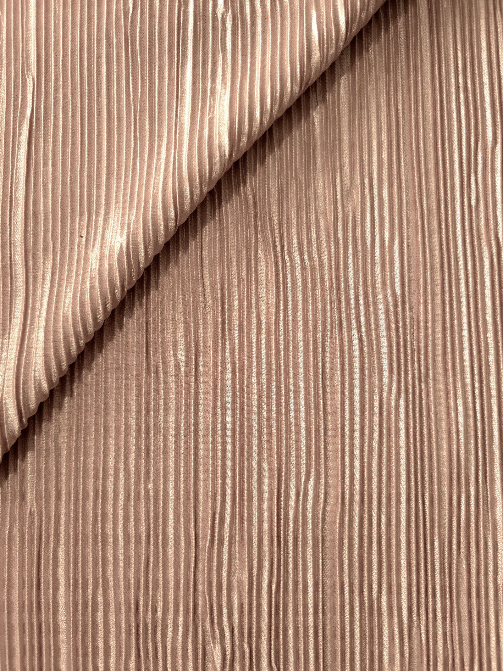 Micro Pleated Stretch Bodre Satin Fabric