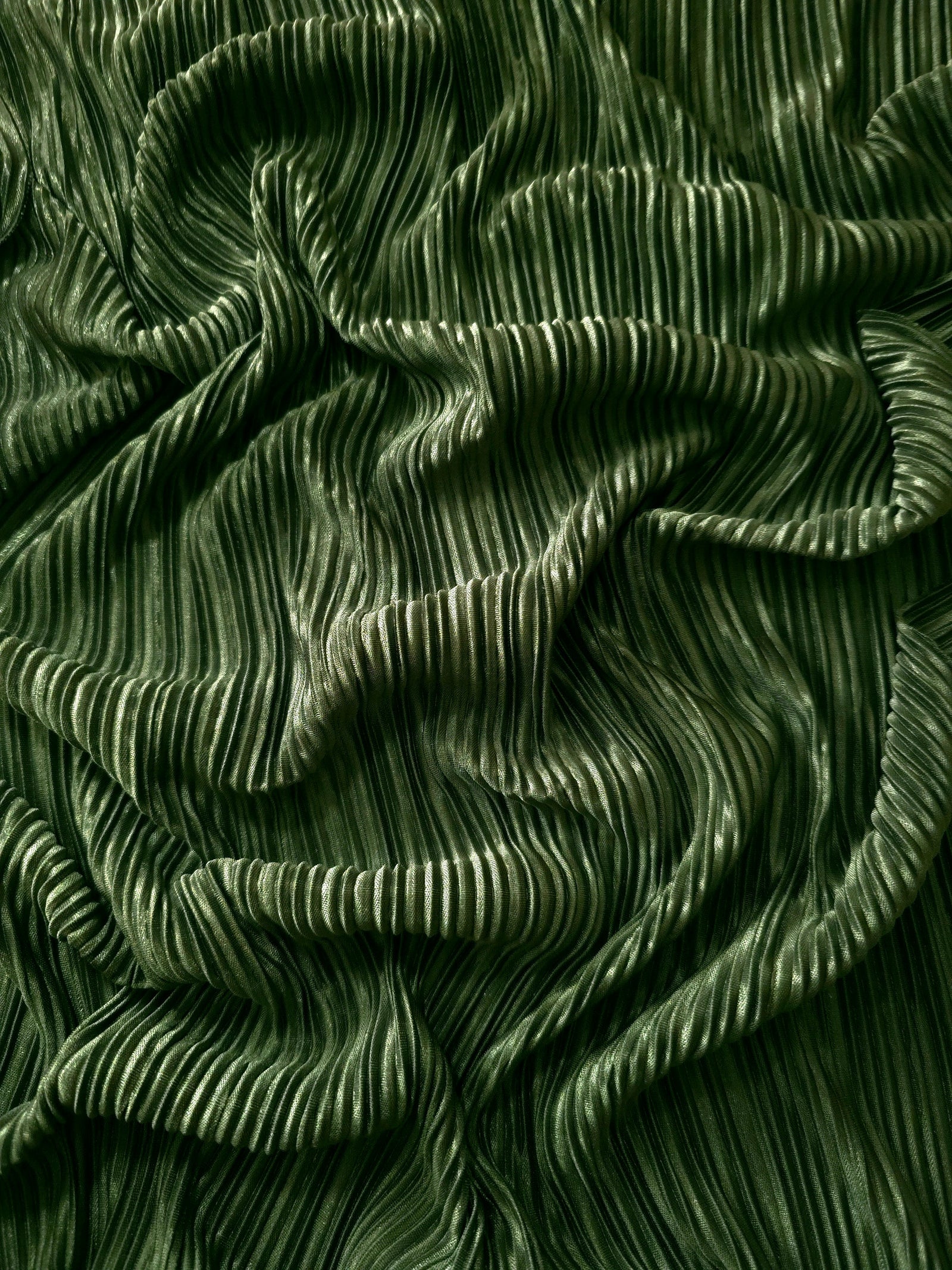 Micro Pleated Stretch Bodre Satin Fabric