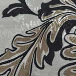 Brown sketch floral linen-look jacquard fabric pattern overview with tonal flower motif.