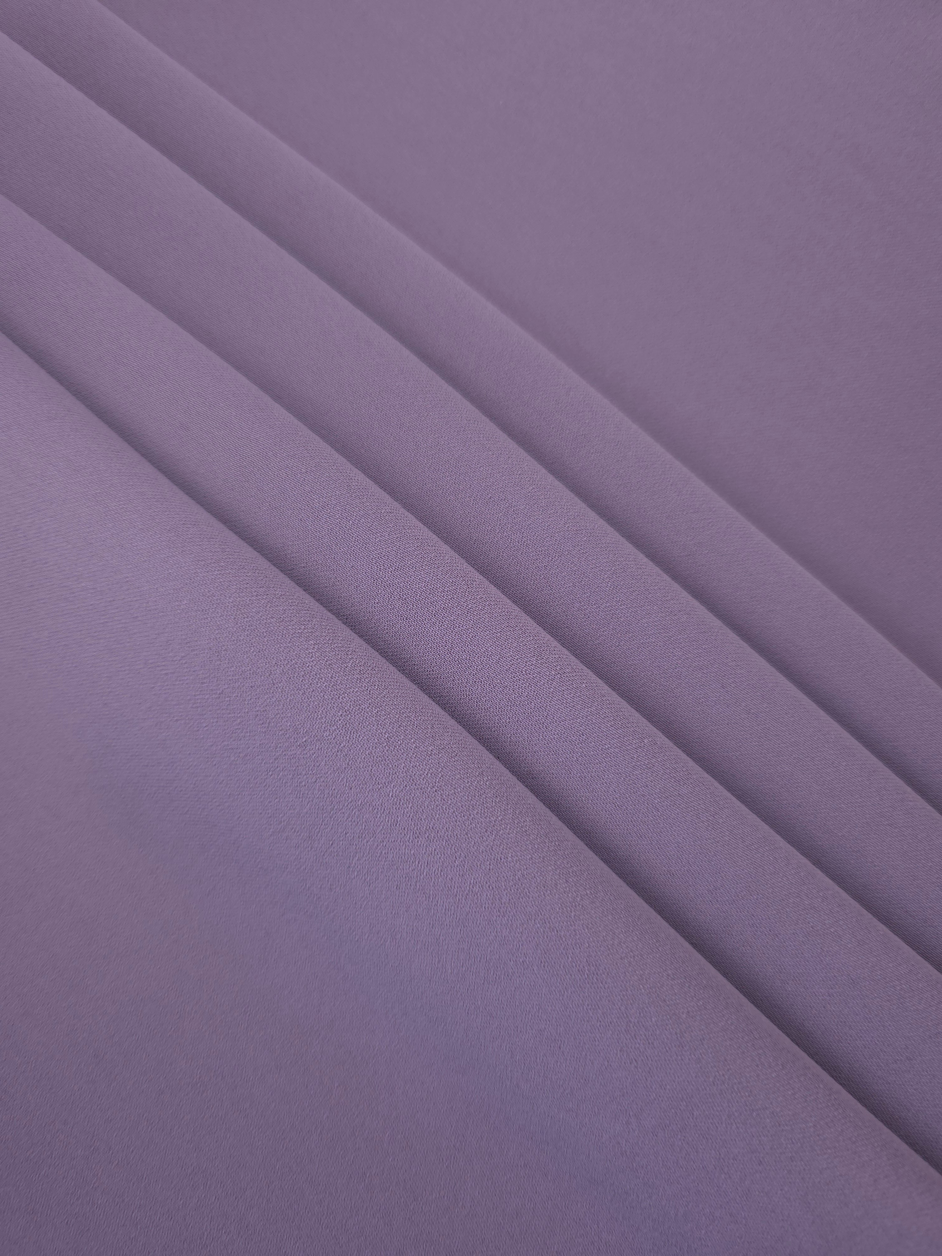 Smoky Lavender mechanical polyester crepe layered to show soft structure for tailored garments and separates