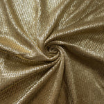 Swirl-draped Champagne Gold Sheer Square Shimmer Stretch Tulle Fabric showing structured square reflections moving through soft folds