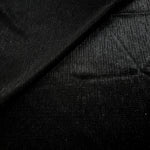Front and back of Charcoal Silver Sheer Square Shimmer Stretch Tulle Fabric showing square motif, sheer knit base and flexible stretch