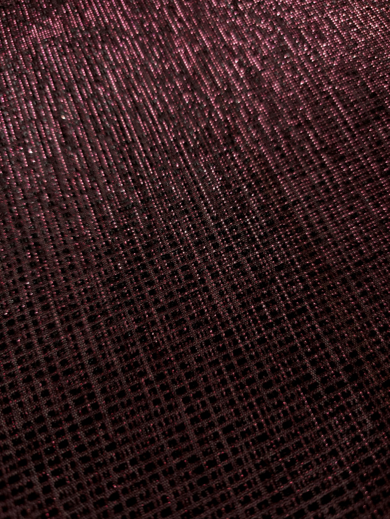 Close-up of Dark Pink Sheer Square Shimmer Stretch Tulle Fabric revealing the square shimmer repeat and fine transparent mesh