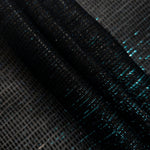 Layered Deep Teal Sheer Square Shimmer Stretch Tulle Fabric showing overlapping geometry, denser shimmer and translucent depth