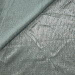 Front and back of Icy Silver Sheer Square Shimmer Stretch Tulle Fabric showing square motif, sheer knit base and flexible stretch