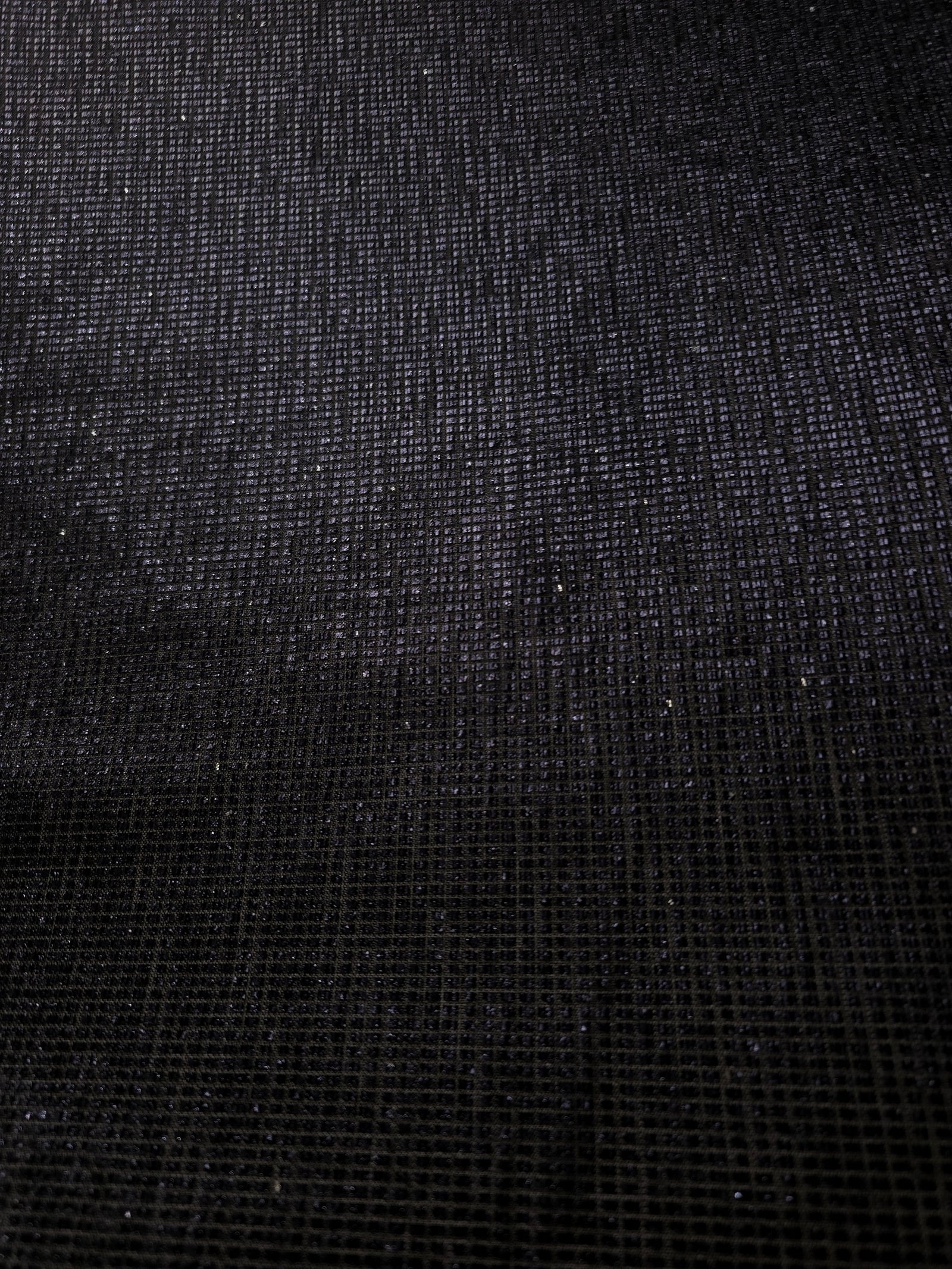 Surface detail of Midnight Indigo Sheer Square Shimmer Stretch Tulle Fabric highlighting square grid scale and lightweight tulle texture