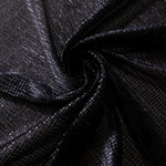 Swirl-draped Midnight Indigo Sheer Square Shimmer Stretch Tulle Fabric showing structured square reflections moving through soft folds