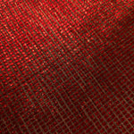 Close-up of Ruby Red Sheer Square Shimmer Stretch Tulle Fabric revealing the square shimmer repeat and fine transparent mesh
