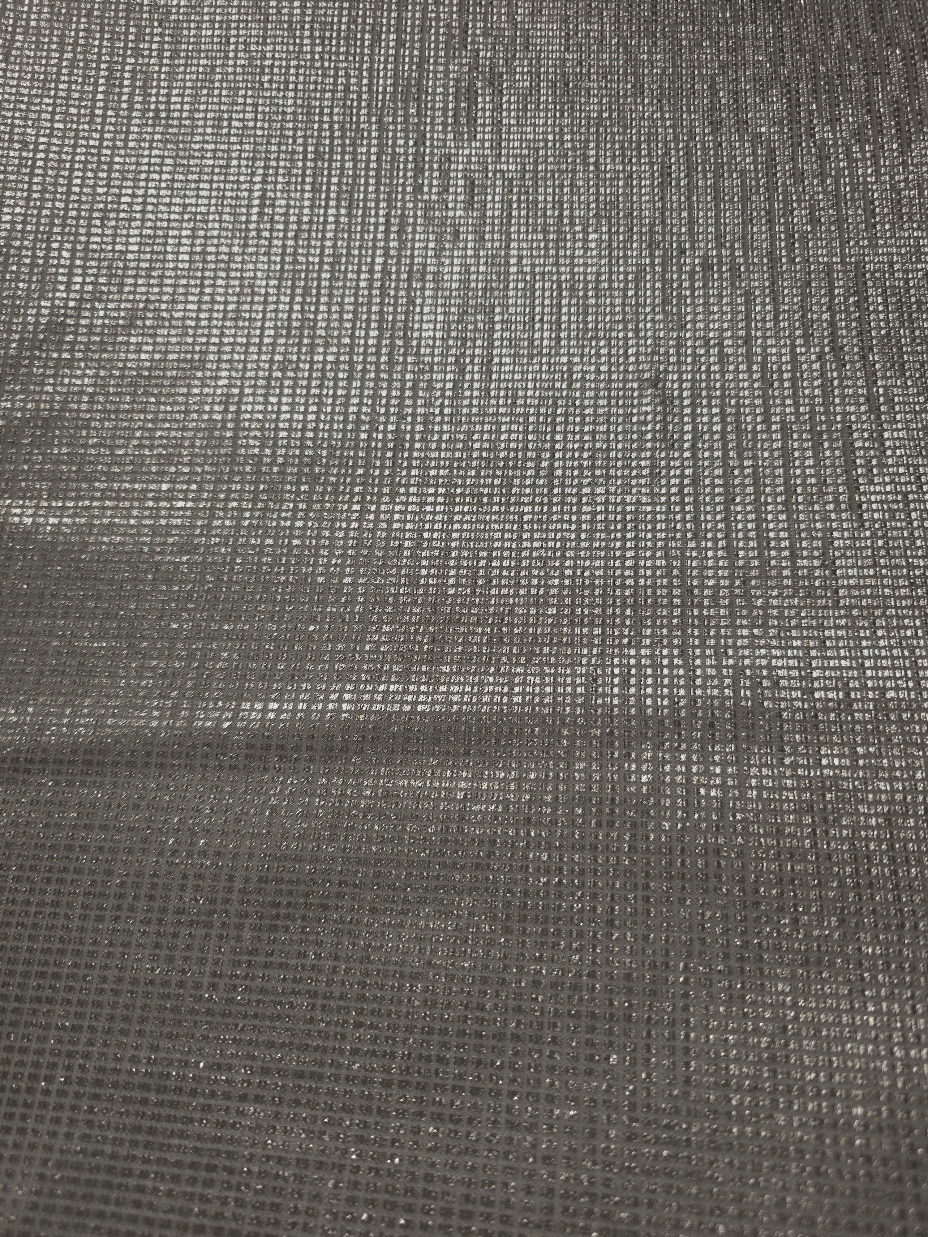 Surface detail of Silver Gray Sheer Square Shimmer Stretch Tulle Fabric highlighting square grid scale and lightweight tulle texture