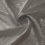Swirl-draped Silver Gray Sheer Square Shimmer Stretch Tulle Fabric showing structured square reflections moving through soft folds