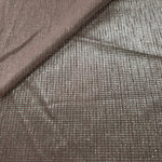 Front and back of Silver Red Sheer Square Shimmer Stretch Tulle Fabric showing square motif, sheer knit base and flexible stretch