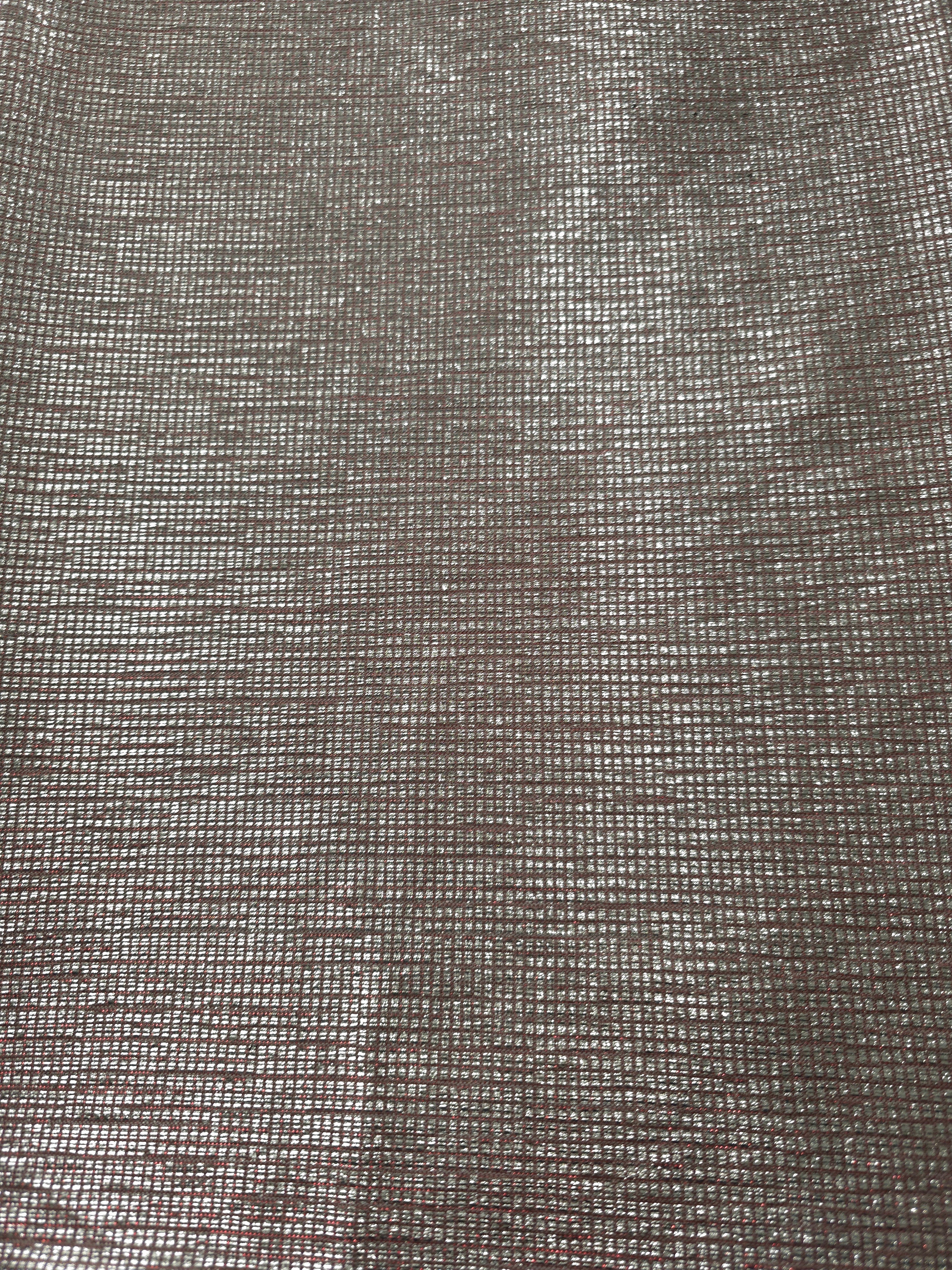 Surface detail of Silver Red Sheer Square Shimmer Stretch Tulle Fabric highlighting square grid scale and lightweight tulle texture