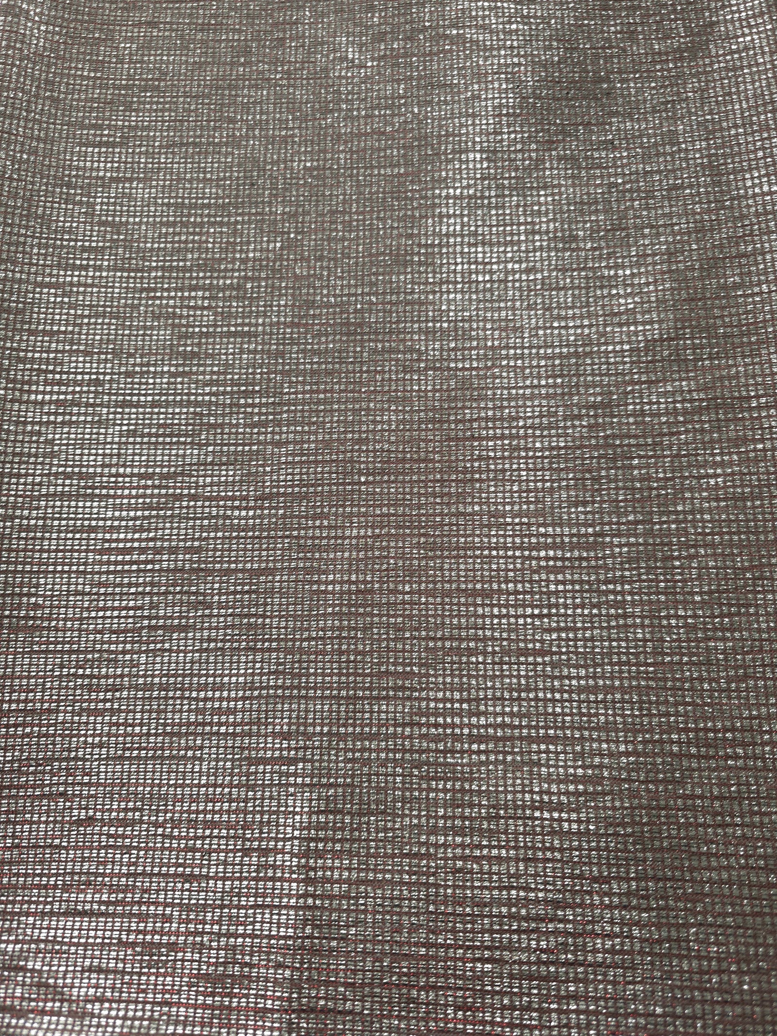 Surface detail of Silver Red Sheer Square Shimmer Stretch Tulle Fabric highlighting square grid scale and lightweight tulle texture
