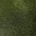 Surface detail of Olive Green Sheer Glitter Stretch Tulle Fabric showing glitter coverage across the fine sheer tulle base