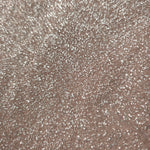Close-up of Rose Taupe Sheer Glitter Stretch Tulle Fabric highlighting all-over glitter, fine mesh texture and airy transparency