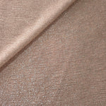Front and back of Rose Taupe Sheer Glitter Stretch Tulle Fabric showing transparent knit construction and flexible 4-way stretch