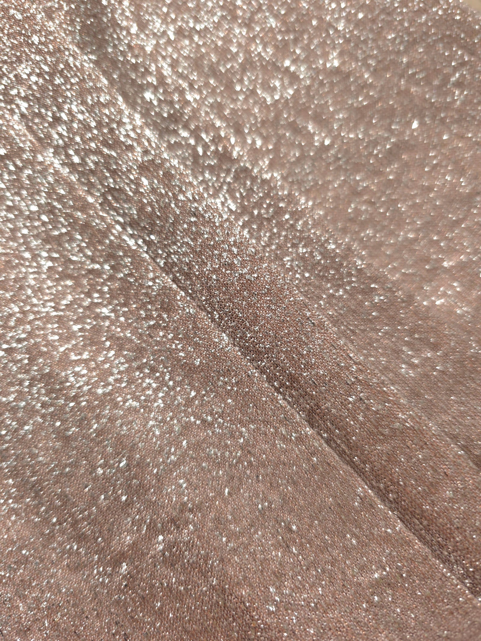 Layered Rose Taupe Sheer Glitter Stretch Tulle Fabric showing richer sparkle, soft depth and lightweight transparent folds