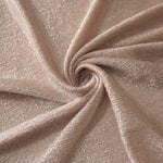 Swirl-draped Rose Taupe Sheer Glitter Stretch Tulle Fabric capturing reflective sparkle and fluid movement through flexible folds