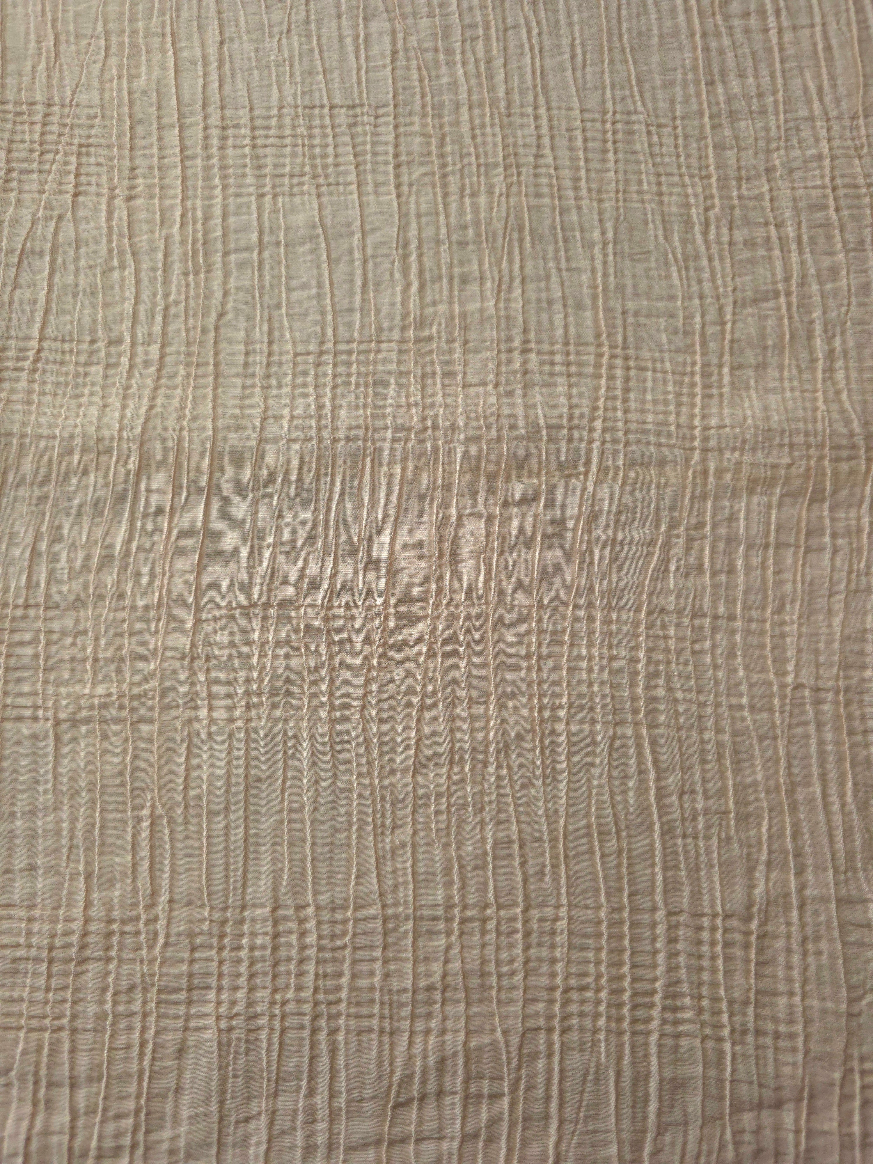 Flowing Soft Beige Tencel jacquard with tonal stripe texture for lined dress layers.
