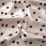 Brown and vanilla cream polka dot Turkish rayon viscose jacquard fabric wave view