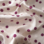 Purple and vanilla cream polka dot Turkish rayon viscose jacquard fabric wave view