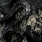 Wave shot of Formal Black - Charcoal silky rayon fabric with tonal ink line print for occasionwear abayas.