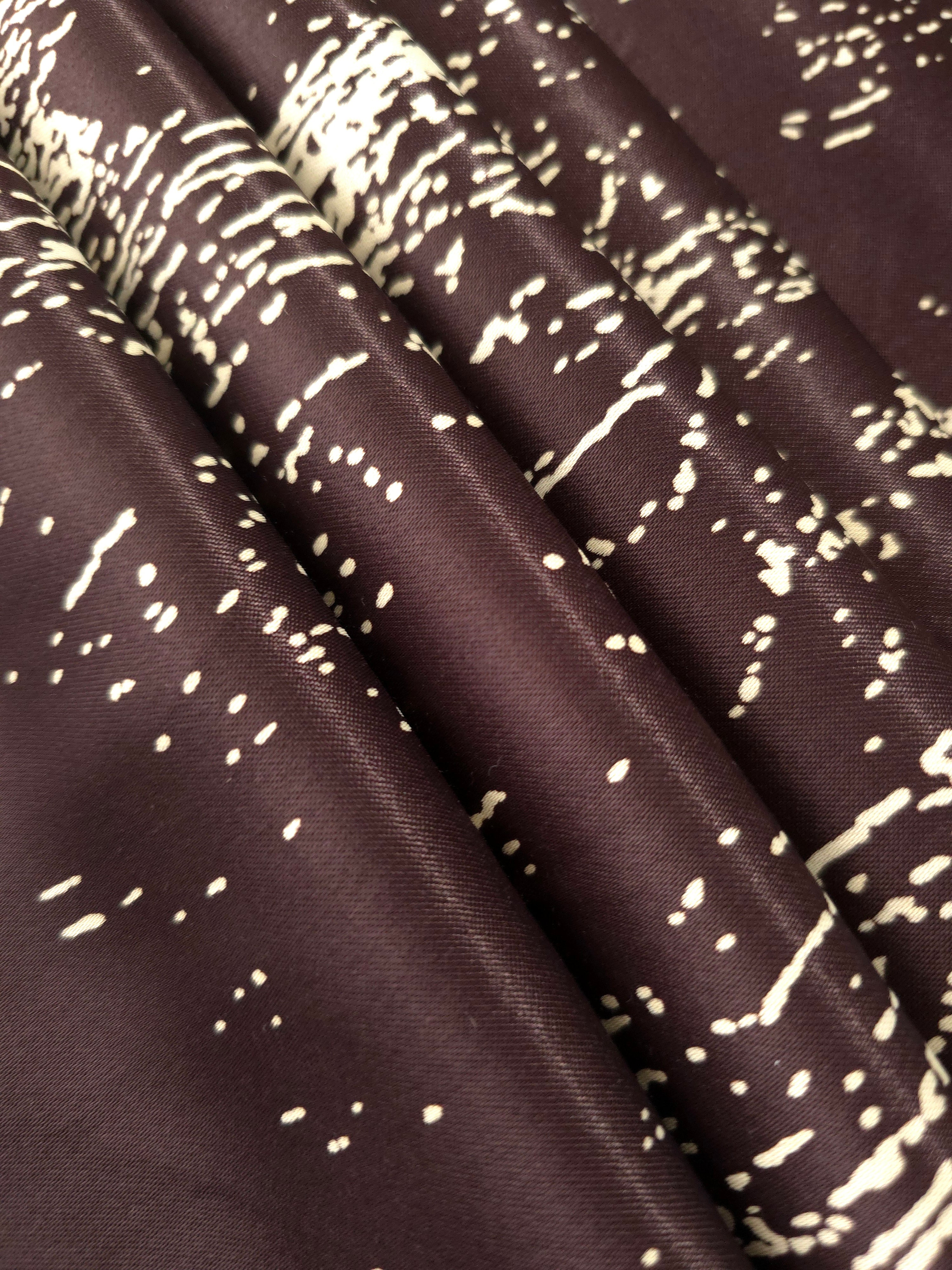 Folded Chocolate Brown - Black distressed ink line fabric, 145 cm wide rayon for boutique abaya sourcing.