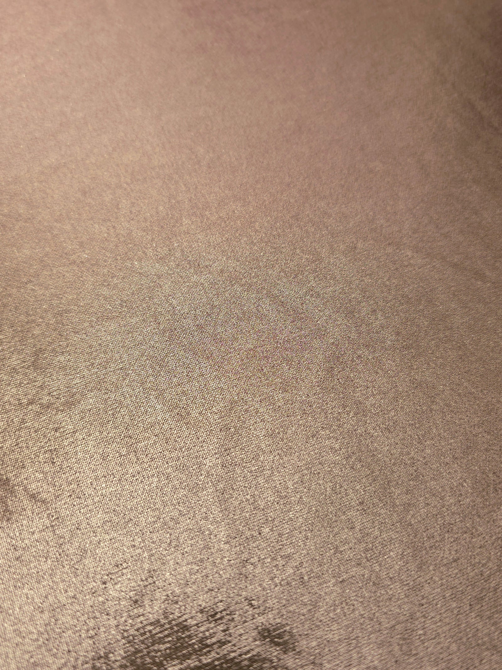 Close-up Warm Mushroom Taupe shimmer metallic spandex showing reflective foil detail and the fabric surface for statement garments
