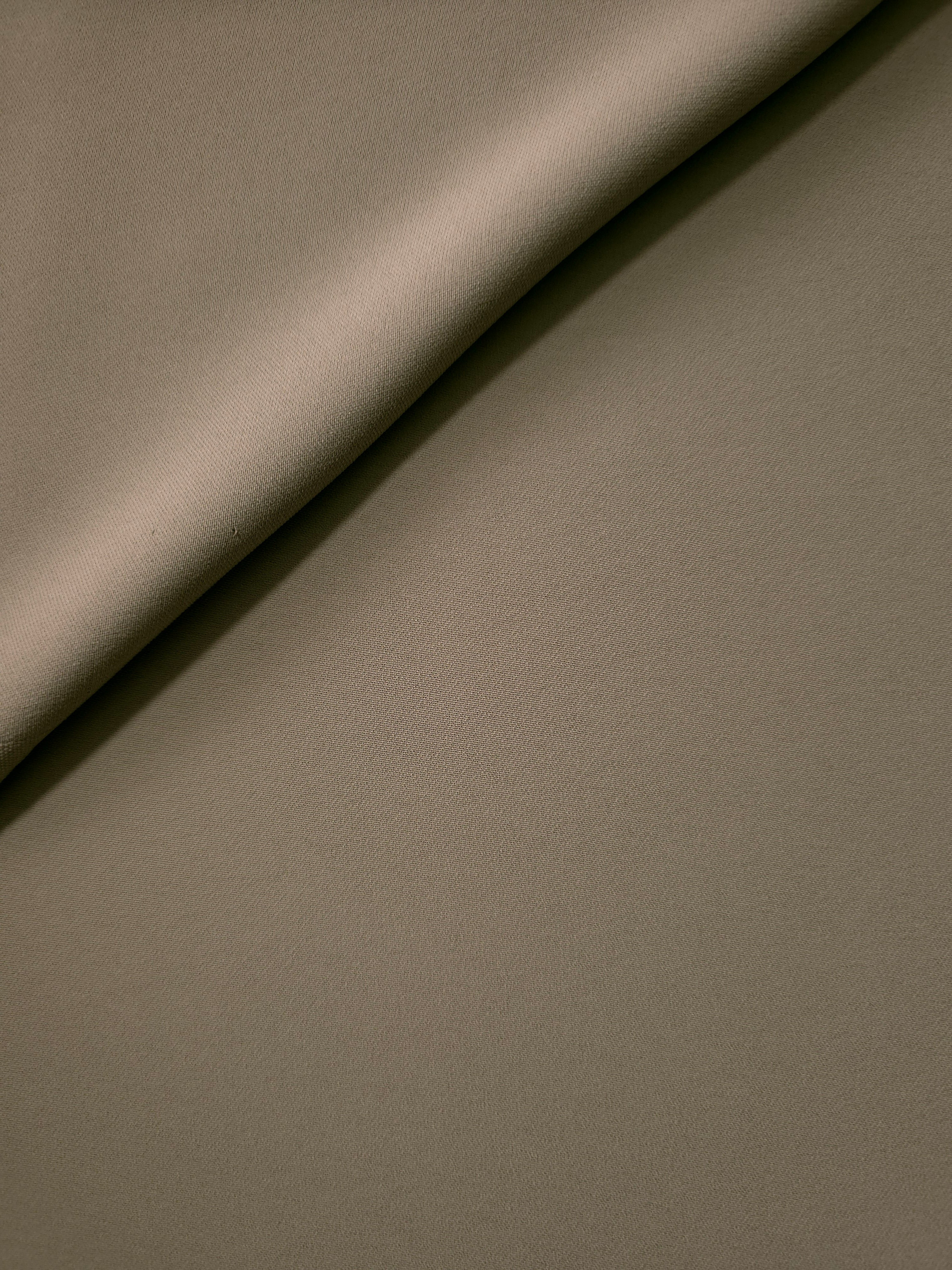 Warm Stone Taupe silky-soft Korean crepe folded loosely to show fluid drape for blouses and occasionwear separates