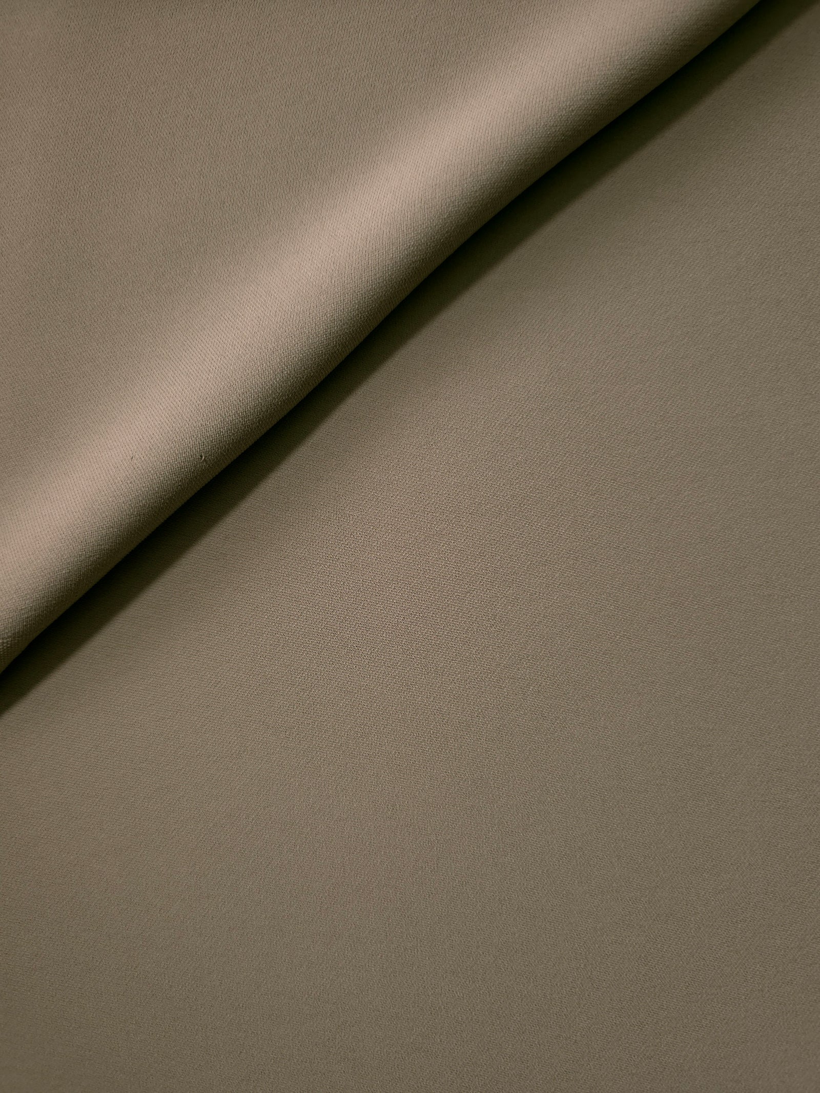 Warm Stone Taupe silky-soft Korean crepe folded loosely to show fluid drape for blouses and occasionwear separates