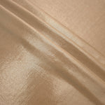 Layered Warm Taupe Beige shimmer stretch fabric showing metallic foil depth and soft structure for costumes, skirts and fashion apparel